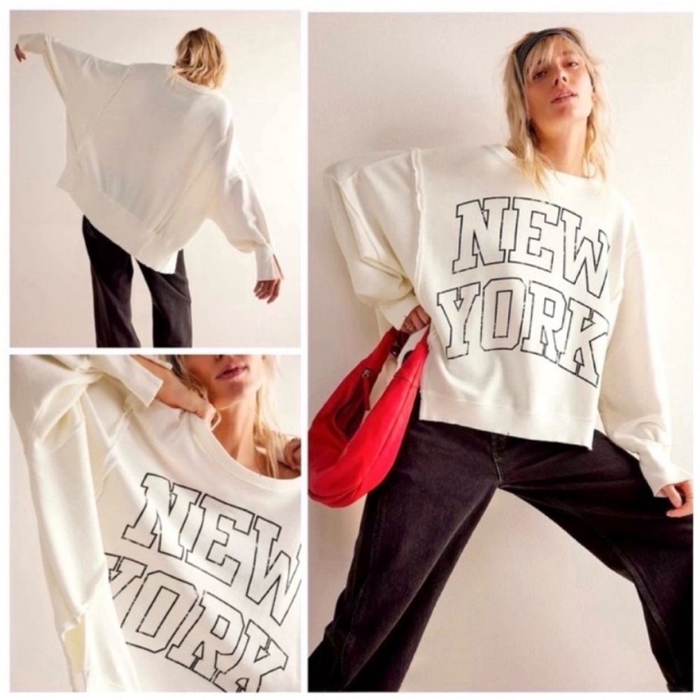 NWOT Free People / We The Free Graphic Camden Sweatshirt - New York - S - Picture 1 of 5